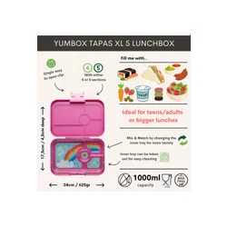 Lunchbox pojemnik na śniadanie XL Yumbox Tapas 4 - malibu purple / rainbow tray