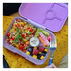 Yumbox Panino Okulu için dikdörtgen öğle yemeği kutusu-dreamy mor / panda tepsisi