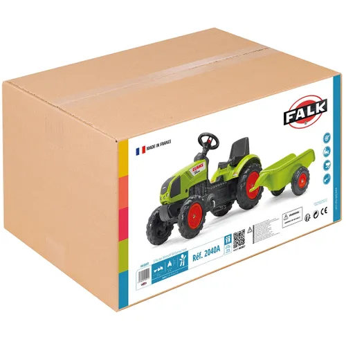 Falk Traktor Claas Zielony na Pedały z Przyczepą + Klakson od 2 Lat.