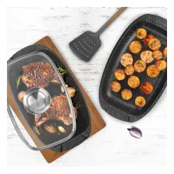 Brytfanna aluminiowa z pokrywką i patelnią grillową 5 l