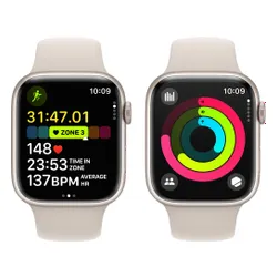 Apple Watch 9 GPS 45 мм алюминиевый лунный светящийся / лунный светящийся Спортивный ремешок S / M