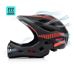 Kask rowerowy full-face METEOR Lupus S 48-52 cm czarny/czerwony
