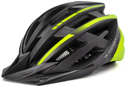 Kask rowerowy WOZINSKY HT-28VCZ Czarno-żółty MTB z lampką (rozmiar M)
