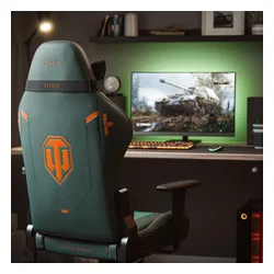 Fotel Diablo Chairs X-One 2.0 World of Tanks Gamingowy do 160kg Skóra ECO Tkanina Zielono-pomarańczowy