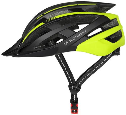 Kask rowerowy WOZINSKY HT-28VCZ Czarno-żółty MTB z lampką (rozmiar M)