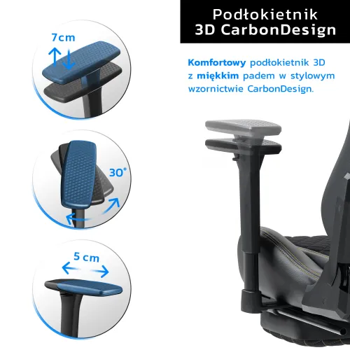 Fotel GAMVIS Phantom Large Czarny (złote elementy) + podnóżek