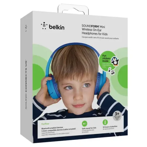 Słuchawki bezprzewodowe Belkin Soundform Mini dla dzieci Nauszne Bluetooth 5.3 Niebieski