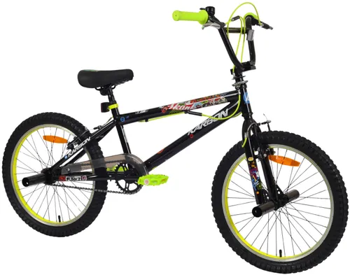 Rower dziecięcy KARBON Stickerboomb BMX 20 Czarno-limonkowy