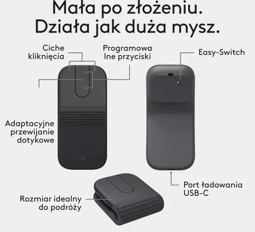 Myszka Logitech Mobi Fold Grafitowy