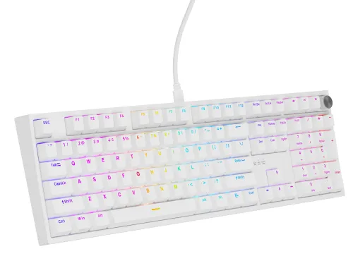 Klawiatura mechaniczna Genesis Thor 404 US RGB Gateron Yellow Pro Biały
