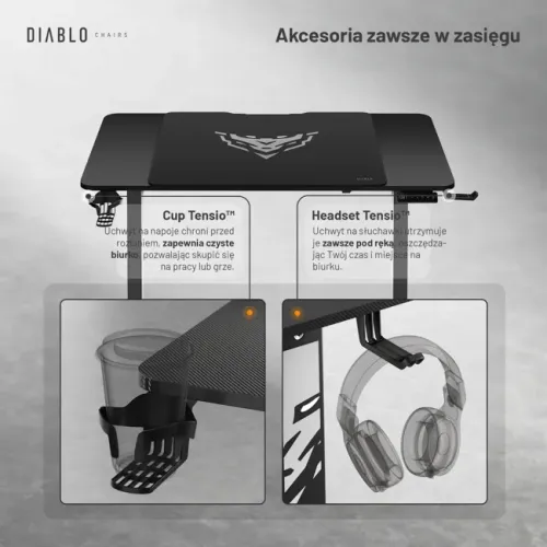 Biurko Diablo Chairs X-Tensio 1100 110cm Regulacja wysokości Czarny