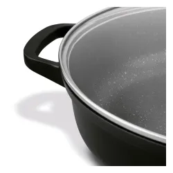 Patelnia na indukcję marmurowa z pokrywką krótkie uchwyty Starke Pro Ochre 28 cm