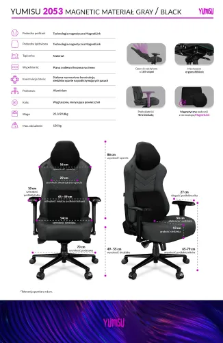 Fotel YUMISU 2053 Magnetic Ciemnoszary