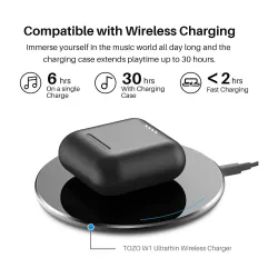 Słuchawki bezprzewodowe Tozo T6S Dokanałowe Bluetooth 5.2 Czarny