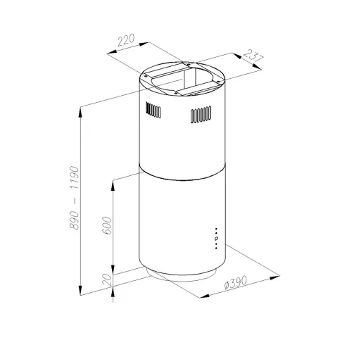 Okap VDB Cylindra W Czarny