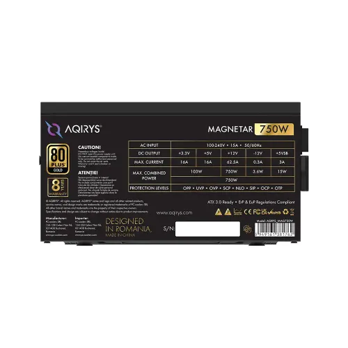 Zasilacz Aqirys Magnetar 750W 80+ Gold Czarny