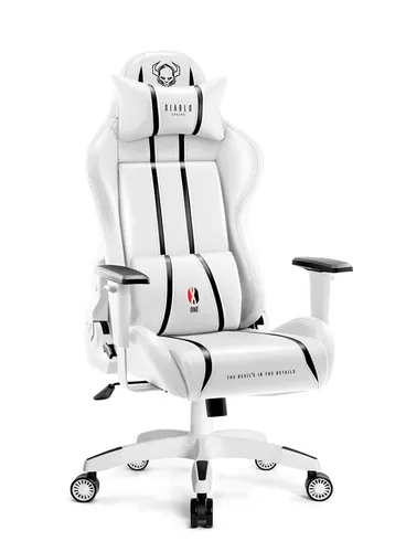 Fotel Diablo Chairs X-One 2.0 Normal Size Gamingowy do 160kg Skóra ECO Tkanina Biało-czarny