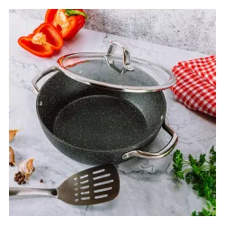 TESCOMA President Stone 24 cm czarna - patelnia / wok nieprzywierający