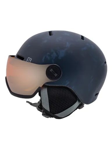 Kask narciarski dziecięcy SALOMON GROM VISOR blue z WBUDOWANA SZYBĄ - KAT. S2 - Rozmiar - S