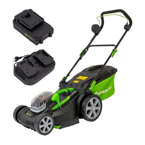 Kosiarka akumulatorowa GREENSO UAO012 + Akumulator GREENSO UAO001 2.0 Ah 20V (2 szt.) + Ładowarka GREENSO UAO004