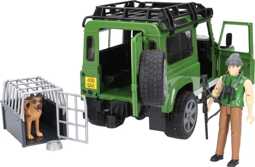 Bruder LandRover Defender z figurką leśnika i z psem (02587)