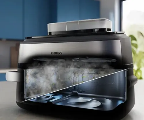 Air Fryer Frytkownica beztłuszczowa Philips NA565/02 Ovi Ultra Megabasket z funkcją Steamfry, pary, auto czyszczenie