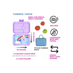 Lunchbox pojemnik na śniadanie XL Yumbox Tapas 4 - Seville purple / rainbow