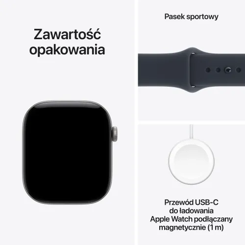 Apple Watch Series 12 GPS + Cellular Koperta 42 mm z aluminium w kolorze gwiezdnej szarości Pasek sportowy granat S/M