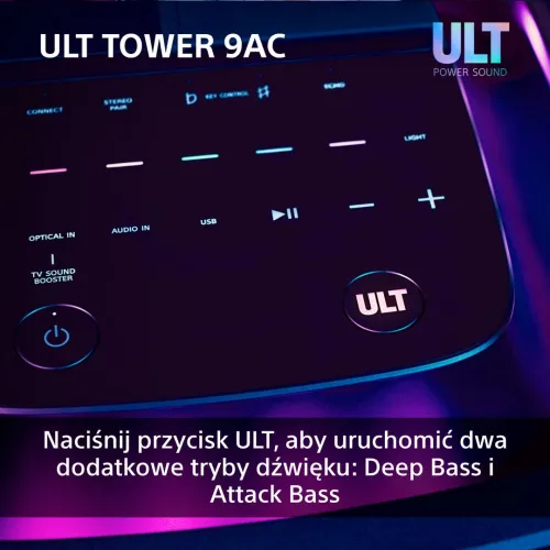 Power Audio Sony ULT Tower 9AC SRS-ULT900AC Bluetooth Mikrofon Karaoke Czarny