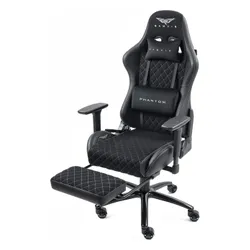 Fotel GAMVIS Phantom Large Czarny (białe elementy) + podnóżek