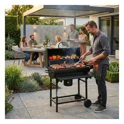 Grill węglowy ogrodowy z pokrywą termometr popielnik składane półki MultiGarden