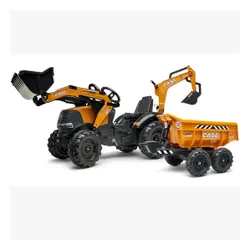 Falk Traktor Case IH Backhoe Pomarańczowy z Przyczepką Ruchoma Łyżka od 3-7 Lat