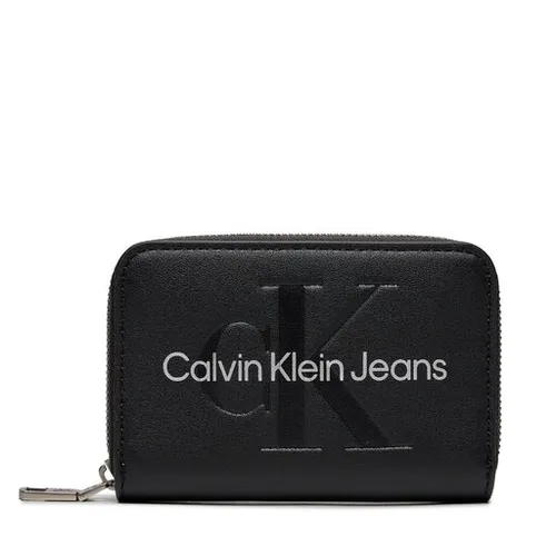 Большой женский кошелек Calvin Klein Jeans Sculpted Med Zip Around Mono K60k607229 Black / Metallic Logo 0gl