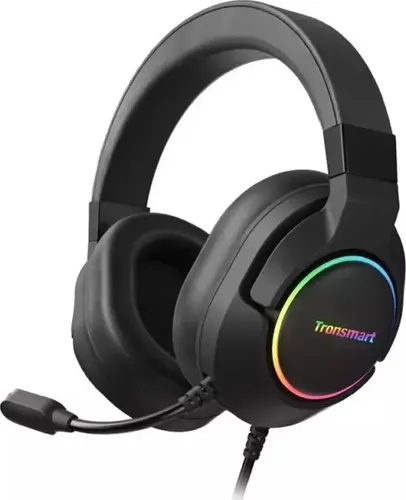 Oyuncular için Mikrofon ve Uzaktan Kumandalı Tronsmart Sparkle RGB Kablolu USB Kulaklıklar Siyah (467600)