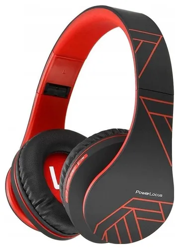 Słuchawki PowerLocus P2 bezprzewodowe Bluetooth/microSD/radio FM czarno-czerwone