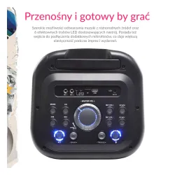 Power Audio Opticum Party Box SOUND X3 Radio FM Mikrofon Karaoke Bluetooth Czarny