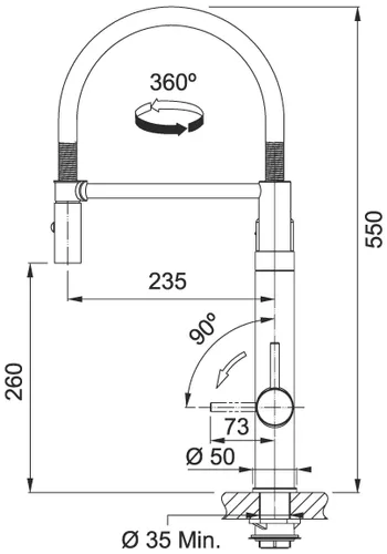 Bateria FRANKE Vital 120.0621.230 Gun metal-chrom