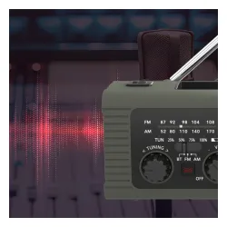 Radioodbiornik Hawk Expedition R10 Na korbkę, Solarne, Latarka, Radio FM Szary