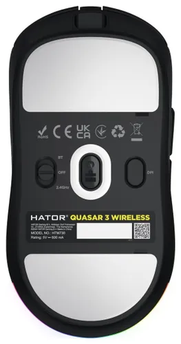 Myszka gamingowa Hator Quasar 3 bezprzewodowa 12000 dpi optyczna czarna