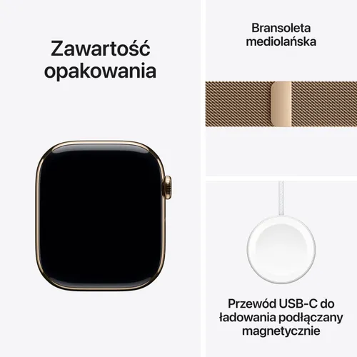Apple Watch 11 GPS + Cellular 42mm koperta z tytanu (złoty) + bransoleta mediolańska (złoty)
