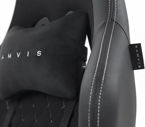 Fotel GAMVIS Phantom Large Czarny (białe elementy) + podnóżek