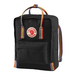 Fjallraven Kanken Gökkuşağı Sırt Çantası-siyah / gökkuşağı deseni