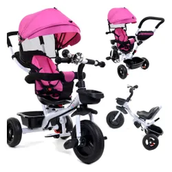 Rowerek trójkołowy z daszkiem FUNFIT obracany 360° wolne koło +trąbka