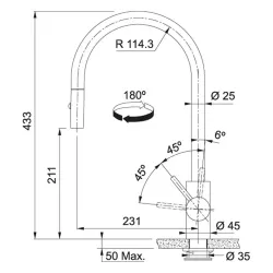 Bateria Franke Eos Pull-Out Czarny Stal szlachetna