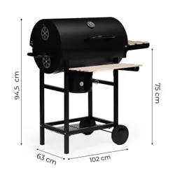 Grill węglowy ogrodowy z pokrywą termometr popielnik drewniane półki MultiGarden