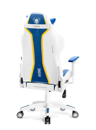 Fotel Diablo Chairs X-One 2.0 Normal Size Gamingowy do 160kg Skóra ECO Tkanina Biało-niebieski