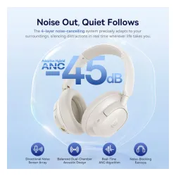 Słuchawki bezprzewodowe Baseus BH1 NC Nauszne Bluetooth 6.0 Biały