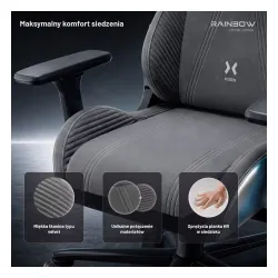 Fotel Diablo Chairs X-Horn 2.0 Normal Size Rainbow Grey Gamingowy do 140kg Tkanina Szary