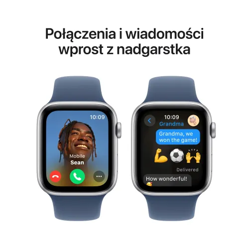 Apple Watch SE 2gen GPS 44mm koperta z aluminium (srebrny) + pasek sportowy rozmiar S/M (denim) 2024 (CPO)