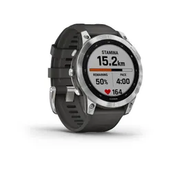 Смарт-часы Garmin FENIX 7 серебристый с графитовым силиконовым ремешком (010-02540-01)